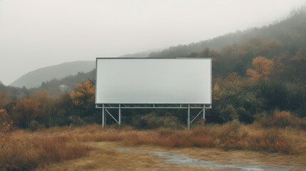 Obraz premium Blank, empty billboard in a desolate nature place. Generative AI