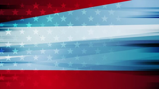 USA colors, stars and stripes abstract grunge background. Independence Day modern seamless looping motion design. Video animation Ultra HD 4K 3840x2160