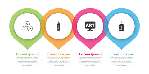 Set Paint spray can, Marker pen, Speech bubble with text art and Paint, gouache, jar, dye. Business infographic template. Vector