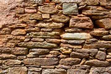 Ancient medieval stone wall texture background.