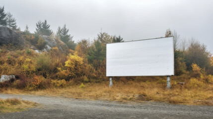 Empty blank billboard in nature. Generative AI