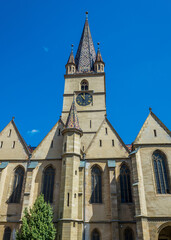 Fototapeta na wymiar Lutheran Cathedral of Saint Mary in Old Town of Sibiu, Romania