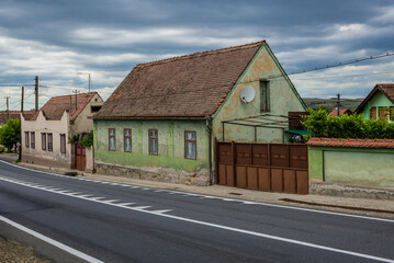 Fototapeta na wymiar Traditional cottage in Miercurea Sibiului town, Sibiu County, Romania