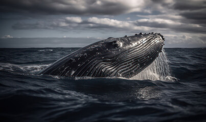 Fototapeta premium photo of humpback whale in its natural habitat. Generative AI