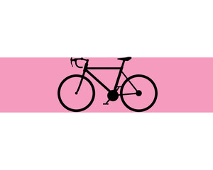 Fototapeta premium Giro d'Italia, bicycle in silhouette with pink background, like the pink jersey of the first cyclist in the standings.