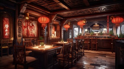 Fototapeta na wymiar Chinese restaurant made with Ai generative technology