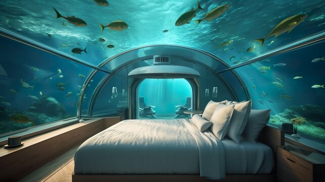 Underwater hotel made with Ai generative technology