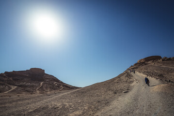 Two ancient Zoroastrian Tower of Silence, Zoroastrian ruins complex in Yazd city in Iran