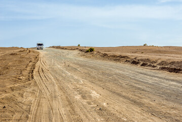 Dust road on Maranjab Desert in Iran