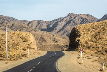 Empty road in Isfahan Province in Iran