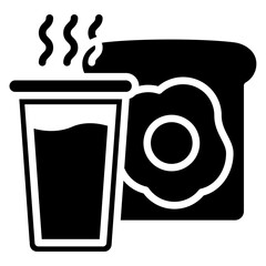 bread, coffee, tea and egg, breakfast food courts vector icons for web design, app, banner, flyer and digital marketing.