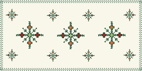 Fototapeta na wymiar Abstract Geometric Moroccan Fassi Embroidery Pattern