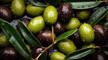 black & green olives fullframe as texture