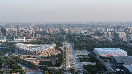 Fototapeta na wymiar Beijing Bird's Nest Water Cube City Attraction Architecture