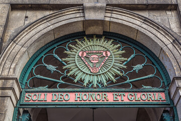 Entrance of Trinity Church in Santo Ildefonso area of Porto, Portugal