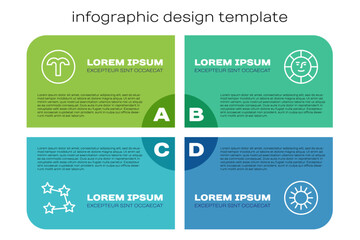 Set line Star constellation zodiac, Aries, Sun and . Business infographic template. Vector