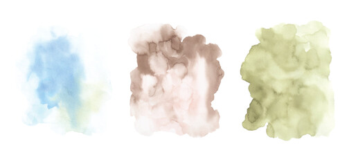 Set of multicolored watercolor texture hand-painted