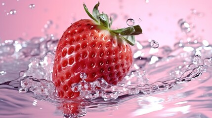 strawberry falling into water