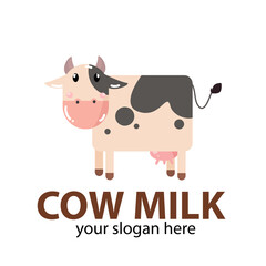 milk cow logo vector in light black and pink with a pink nose