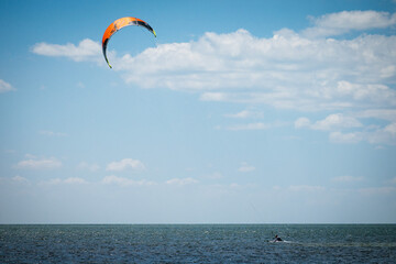 kite surfing on the sea