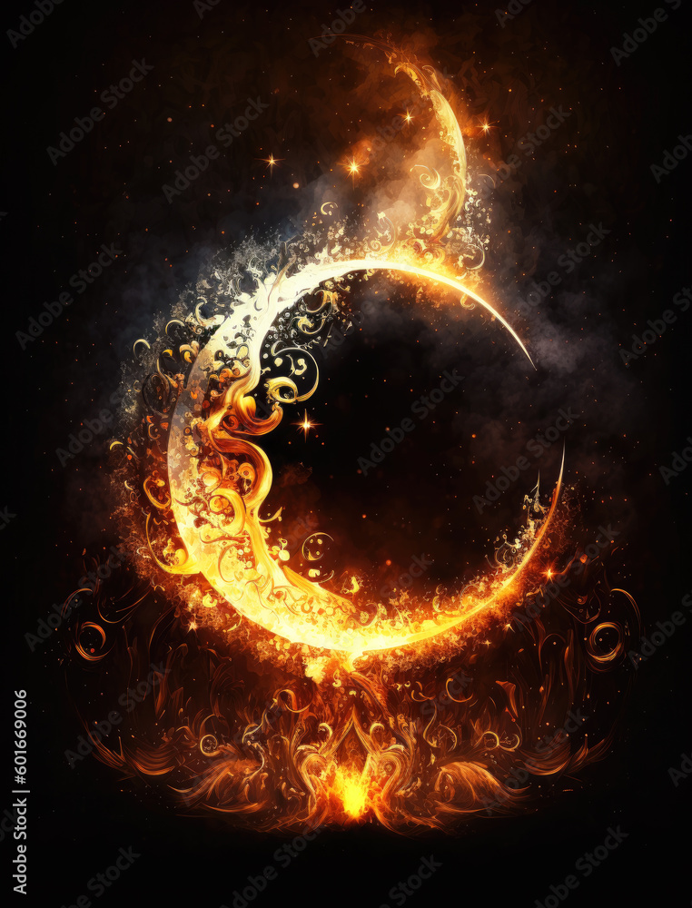 Canvas Prints ornamental moon background. generative ai.