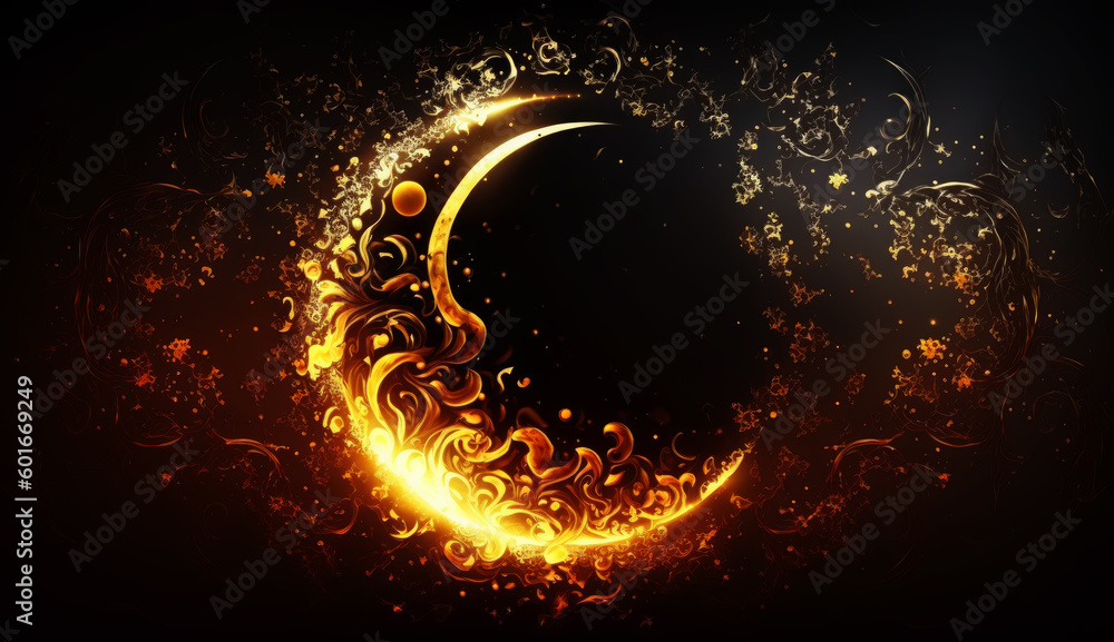 Aufkleber ornamental moon background. generative ai.