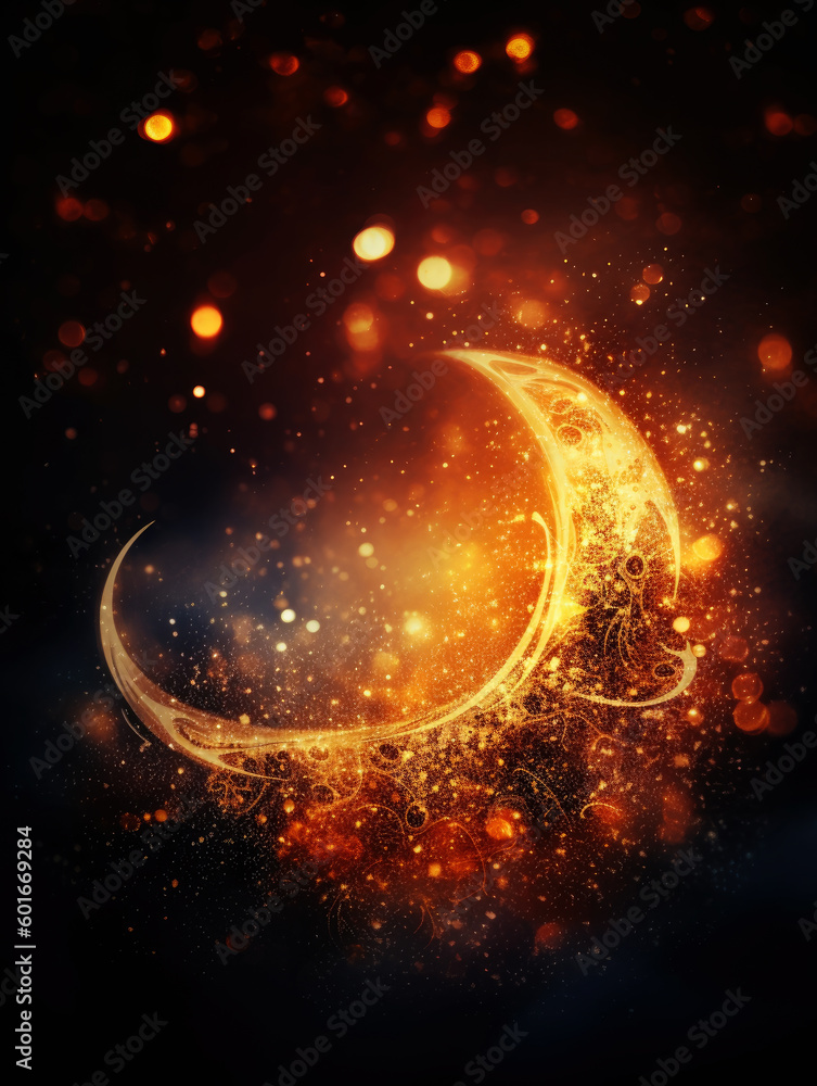 Canvas Prints ornamental moon background. generative ai.