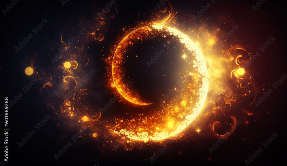 Aufkleber Ornamental moon background. generative ai.