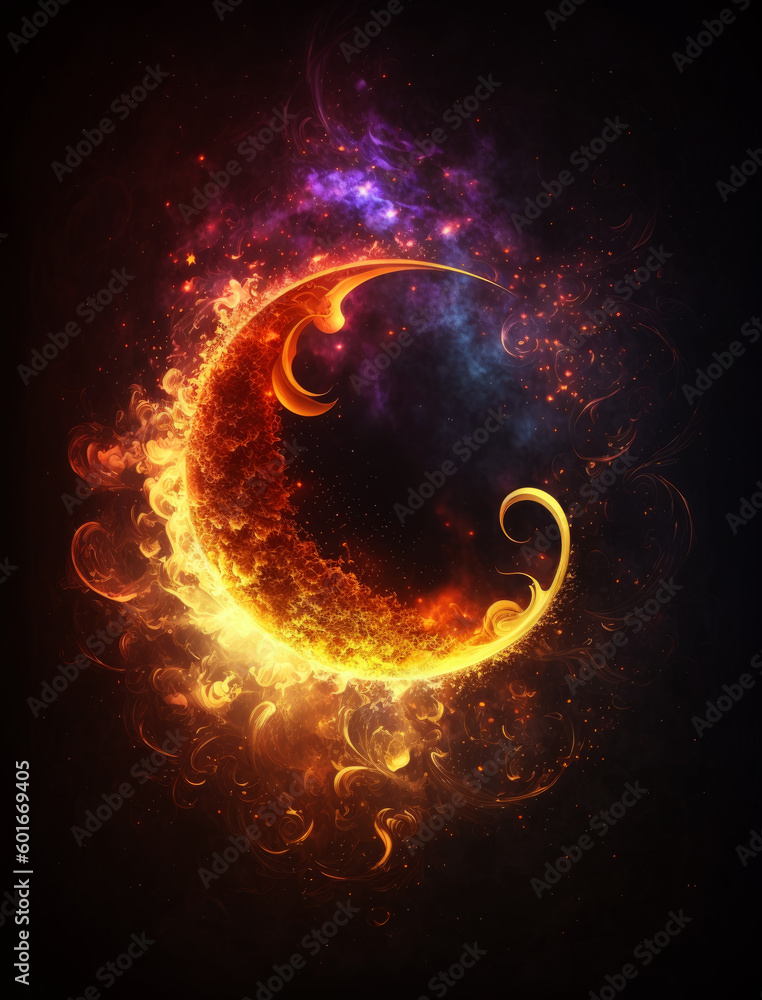 Canvas Prints ornamental moon background. generative ai.
