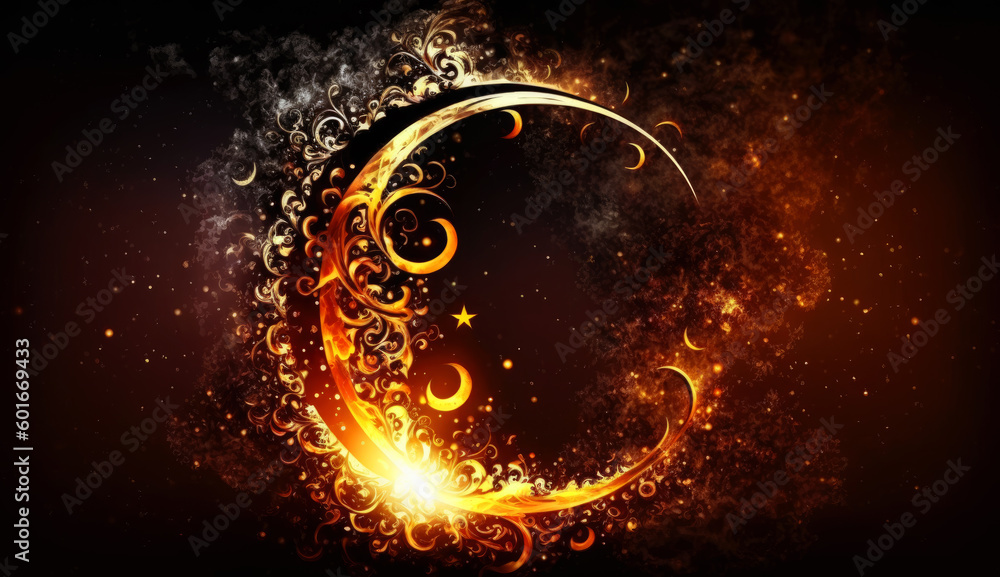 Aufkleber ornamental moon background. generative ai.