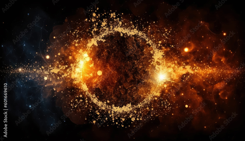 Aufkleber circle of fire on cosmic abstract background. generative ai.