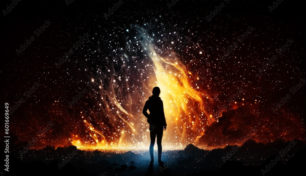 Poster cosmic space and stars, cosmic abstract background. generative ai.