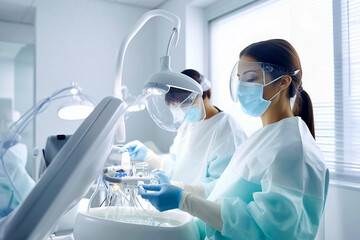 Modern dental practice. Dental treatments. AI generativ. - obrazy, fototapety, plakaty