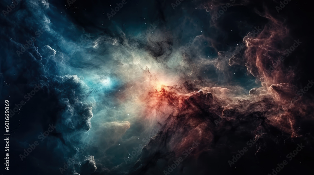 Poster cosmic space and stars, cosmic abstract background. generative ai.