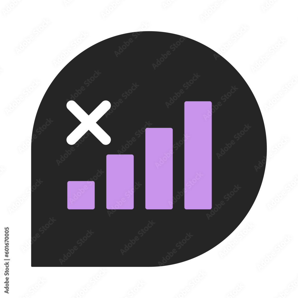 Poster no cellular connection bubble flat line color isolated vector icon. dead zone. lost phone signal. ed