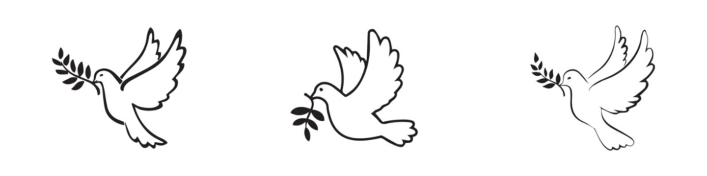 Dove of peace icon. Flying bird. The concept of peace. The concept of pacifism. Symbol "Free flight". Vector Illustration. Vector Graphic. EPS 10