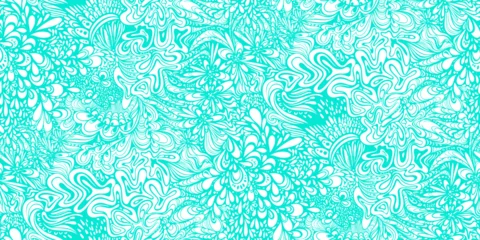Wall murals Green Coral Organic Doodle Splash Seamless Vector Pattern