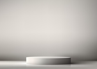 3D realistic mockup display empty white podium platform display on minimal wall scene gray background and natural light