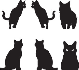 cat silhouette vector set