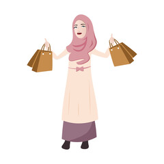 cartoon muslimah shopping