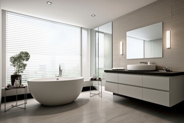 Fototapeta na wymiar modern bathroom interior with bathtub, ai generative