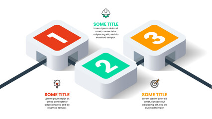 Infographic template. 3 isometric squares with line and numbers