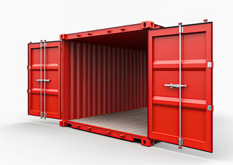 Cargo container isolated on white background. Copy space. Add product. Ai Generative illustration