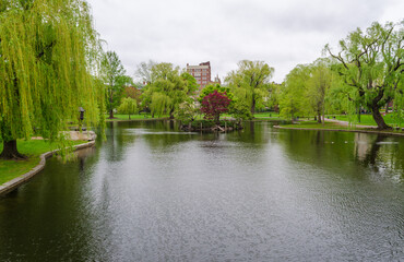 Fototapeta na wymiar The Public Garden or the Boston Public Garden in Massachusetts