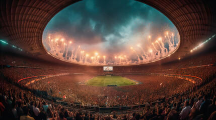 Fototapeta na wymiar Energetic Women's Soccer World Championship Final in Overflowing Stadium