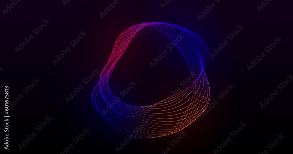 Poster circle animation and distortion, circle changing shape movement, gradient lines moving smoothly, abs