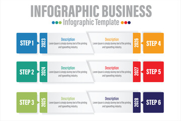 6 Steps, six 6 option Paper note shape elements with steps,road map,options,milestone,timeline,processes or workflow.Business data visualization.Creative step infographic template for presentation.