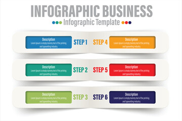 Fototapeta na wymiar 6 Steps, six 6 option Paper note shape elements with steps,road map,options,milestone,timeline,processes or workflow.Business data visualization.Creative step infographic template for presentation.