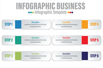6 Steps, six 6 option Paper note shape elements with steps,road map,options,milestone,timeline,processes or workflow.Business data visualization.Creative step infographic template for presentation.