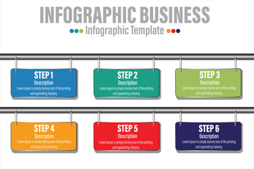 Six rectangle timeline steps or option workflow infographic plan concept design vector with icons. Business roadmap timeline network project template for presentation and report.